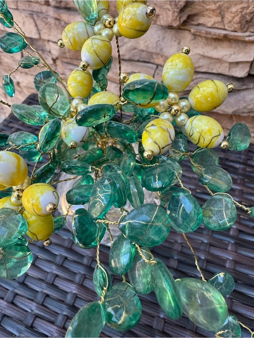 Decorative Yellow & Green Bead Branch Arrangement - Home Accents